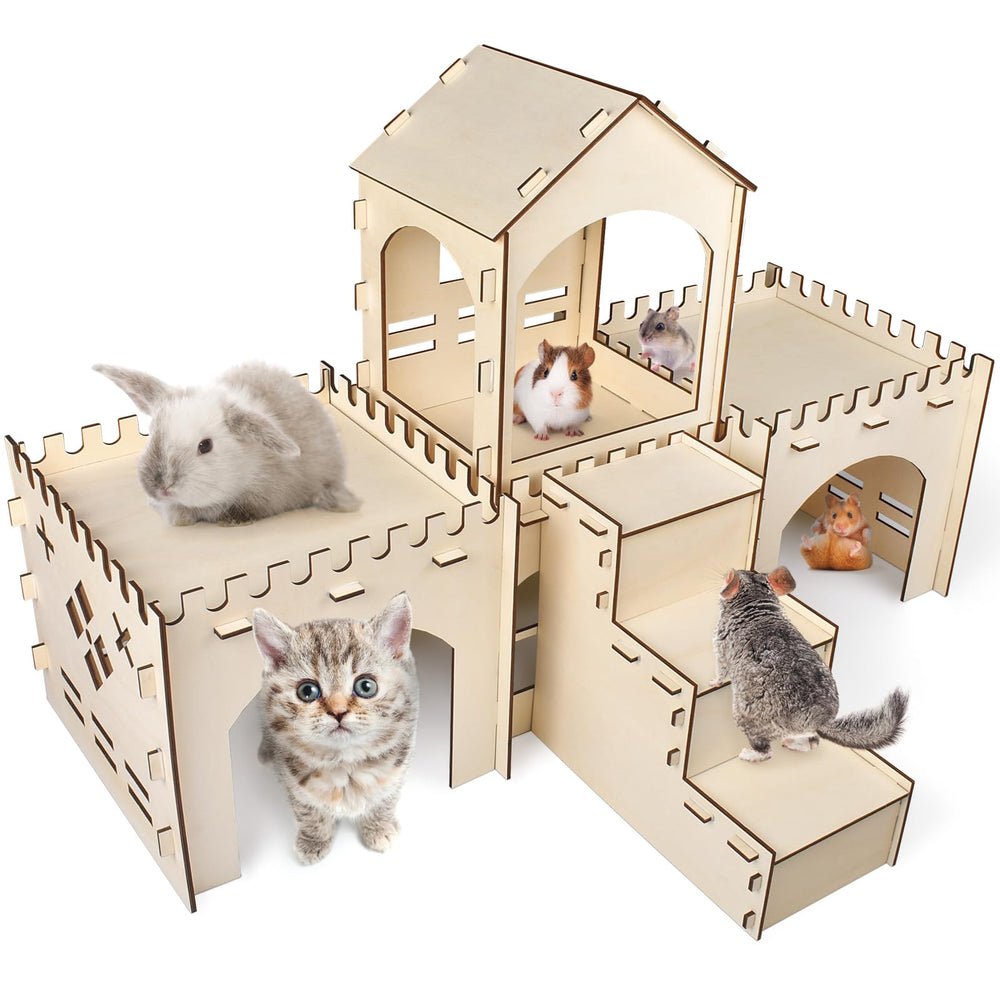 Bissap rabbit hideout castle front view shows durable FSC wood for long-lasting play