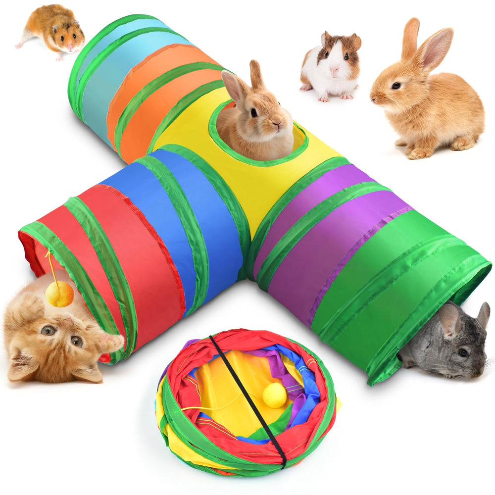 Bissap rabbit tunnel collapsible rainbow, safe indoor exploration.