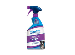 Bissell Woolite odor/stain remover 22 oz bottle targets pet messes for refreshed fabrics.