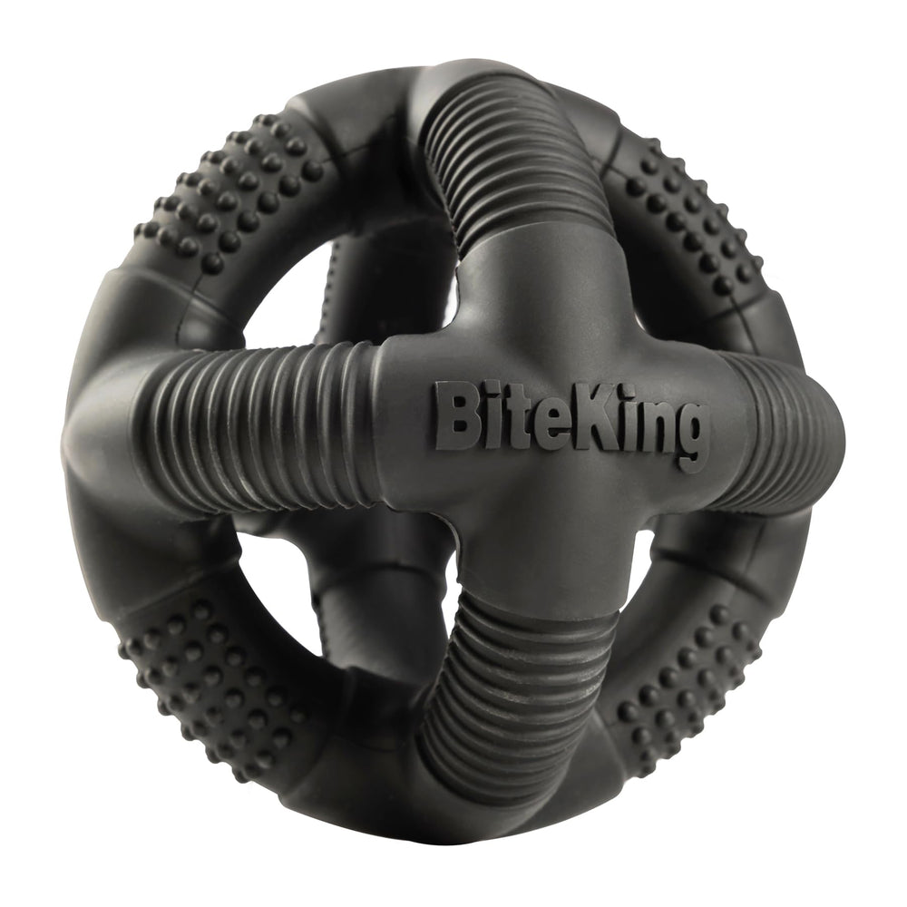 BiteKing natural rubber dog ball front view for large chewers and fetch sessions.