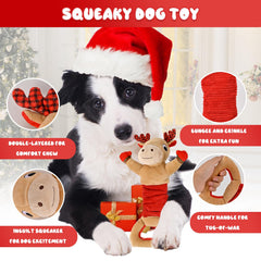 BitPeUG Christmas dog toy shows removable scarf for seasonal play options.
