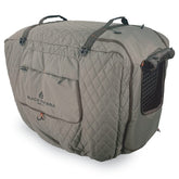 Black Sierra Equipment kennel cover front view shows durable 600D fabric for outdoor use.