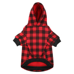 Blaoicni plaid dog hoodie model wearing the cozy coat for daily wear.
