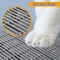 Blata Litter Catching Step side profile shows adjustable legs for various cats.