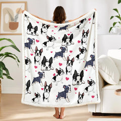 BlessLiving Boston Terrier Blanket 50x60 on couch for cozy movie nights