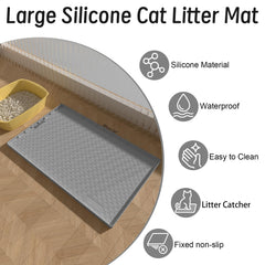 BLESWIN cat litter mat non-slip back helps keep mat in place on floor