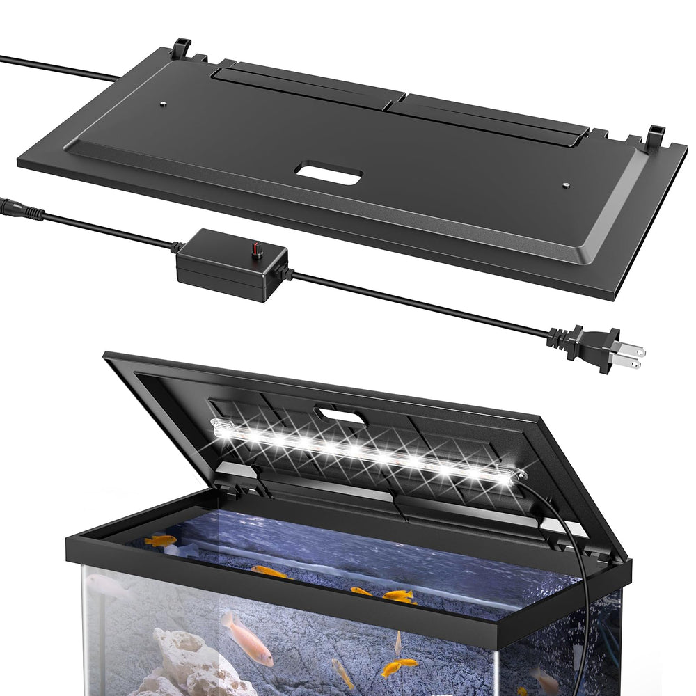 Blosail LED Aquarium Hood installed on tank provides safe, bright lighting and splash protection.