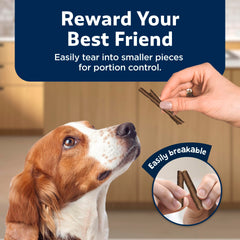 Blue Buffalo Stix Beef Recipe soft-moist texture close-up showcases chewy experience during playtime