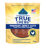 Blue Buffalo True Chews Jerky Cuts Chicken real meat first for tasty rewards.