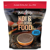 Blue Ridge Koi Fish Food 5lb bag front view demonstrates premium pond nutrition.