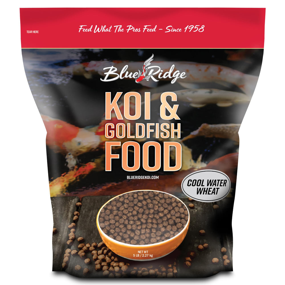 Blue Ridge Koi Food 5lb cool-water pellets for easy digestion in cold water