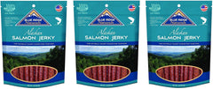 Blue Ridge Naturals Salmon Jerky 3-pack front shows real Alaskan salmon for omega-3 rich snack.