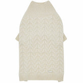 Blueberry Pet Classic Fuzzy Knit Sweater front view in ivory offers cozy warmth during chilly walks.