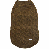 Blueberry Pet fuzzy knit pullover in dark olive with 12-inch back for cozy warmth.