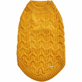 Blueberry Pet classic fuzzy-knit pullover mustard back view, lightweight warmth for outdoor adventures.