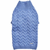 Blueberry Pet Classic Knit Pullover front view shows cozy warmth for chilly walks.
