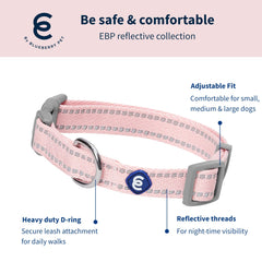 Blueberry Pet Essentials collar material closeup shows durable reflective polyester