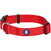 Blueberry Pet Essentials medium collar rouge red closeup shows adjustable fit for daily walks