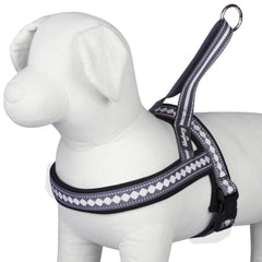 Blueberry Pet harness purple-grey model wearing for comfortable daily walks.