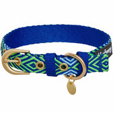 Blueberry Pet green Southwestern Tribal collar side view for durable daily wear