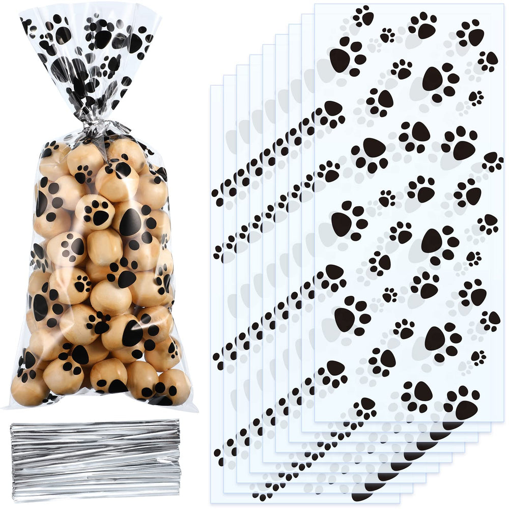 Blulu paw print bags packaging shows clear OPP material, easy to seal and display treats