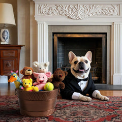 BluPup metal toy bin in a living room adds stylish storage.