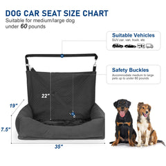 Bnonya dog car seat size 35x19x7.5 fit in many vehicles.
