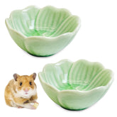 BNOSDM flower ceramic hamster bowl in green narcissus pattern supports clean, stylish meals.