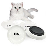 BNOSDM non-skid bowls top view showing four shallow ceramic plates for stable feeding