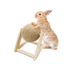 BNOSDM rabbit scratch toy on a sturdy wooden base protects furniture during fun sessions.