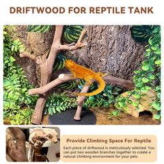 BNOSDM reptile wood branch 12.99-14.96in lizard habitat with natural texture