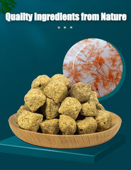BNYEE freeze-dried brine shrimp cubes close-up highlighting airy texture and nutrients.