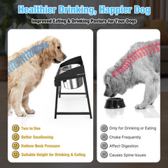 Bobbie & Laxi 15-inch elevated bowl image shows tidy, spill-free feeding setup.
