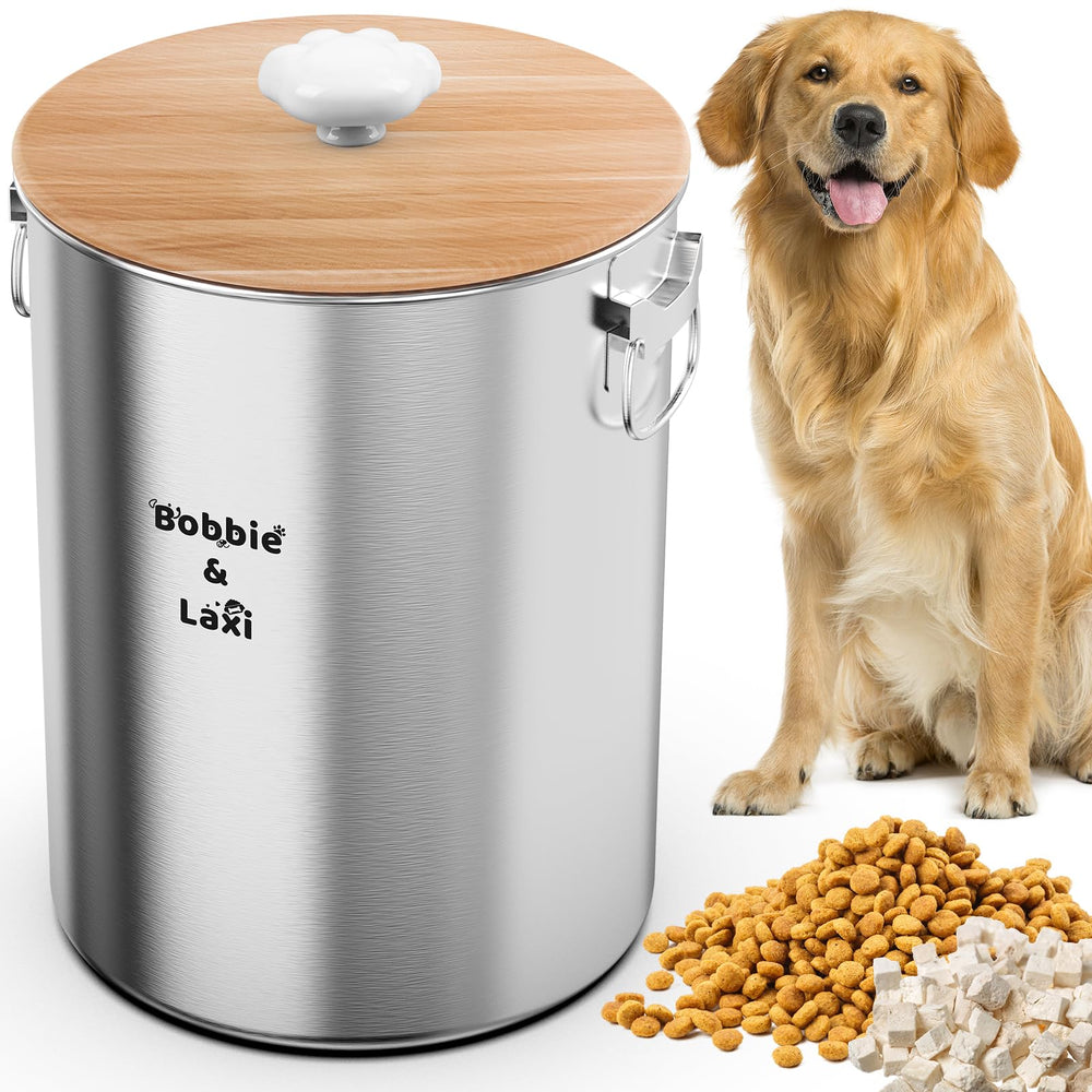Bobbie & Laxi 25lbs dog food container front view for large pet storage