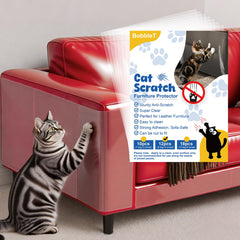 BobbleT anti-scratch couch protector showing adhesive-backed panels for leather protection