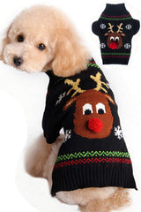 BOBIBI dog sweater Christmas reindeer front view keeps your pet warm during festive strolls.