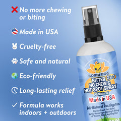 Bodhi Dog Bitter 2-in-1 spray used indoors/outdoors deters chewing.