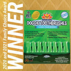 Bodhi Dog finger brush worn on finger for easy, controlled brushing.