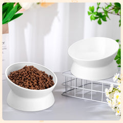 Bokon white plastic cat bowls emphasize lightweight durability and easy cleaning.