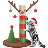 BOLUO Christmas deer cat tree 12-inch post offers festive scratching space for kittens.