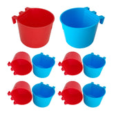 Bonchoice cage cups blue and red set for easy color differentiation of water and food.
