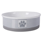 Bone Dry Paw & Patch large bowl gray closeup with non-slip rim for steady feeding