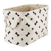 Bone Dry paw-bone-print-bin front view shows compact pet storage for treats and toys.