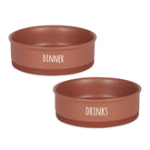 Bone Dry terra-cotta pet bowls set-2 shown for stable, mess-free daily feeding.