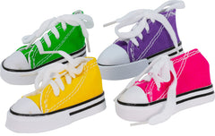 Bonka Bird Toys mini sneakers side view highlights vibrant colors for curiosity and enrichment.