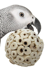 Bonka Sola Atta Ball pack3 closeup—natural bird chew toy for enrichment.