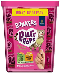 Bonkers Purrpops value-pack box shows 18 freeze-dried treats for easy rewards