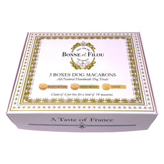 Bonne et Filou dog macarons flavors mix (peanut butter, creme brulee, cheese)