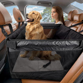 BONTHEE back seat extender on car seat with dog enjoying more space during travel
