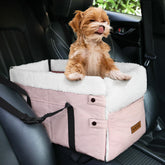 BONTHEE center-console dog seat pink view shows compact booster for small dogs during car trips